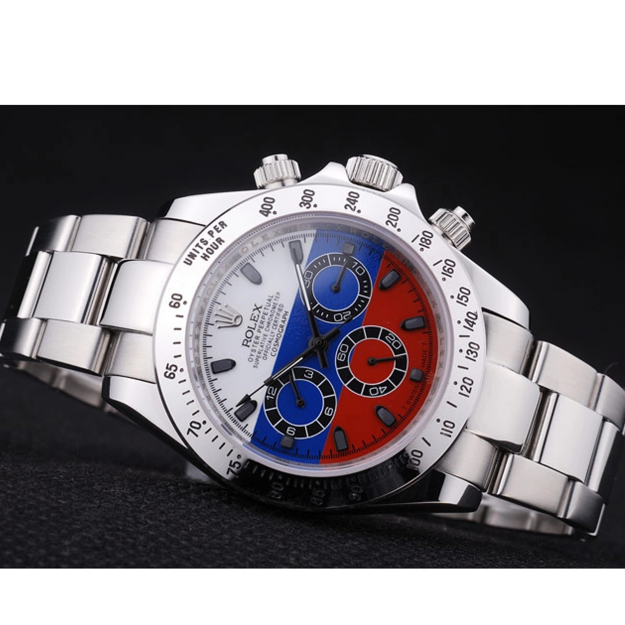 Aaa replica watch Bracelet Cosmograph 7473 Silver Flag Rolex Daytona Russian Dial 0722